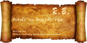 Rohács Boglárka névjegykártya